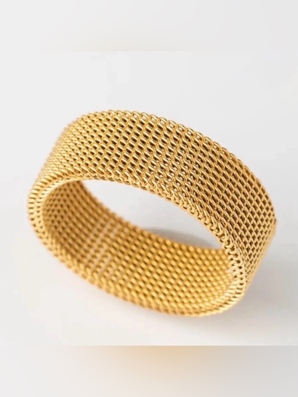 Plunder Unisex Gold Mesh Stretch Ring fashion jewelry Size 7